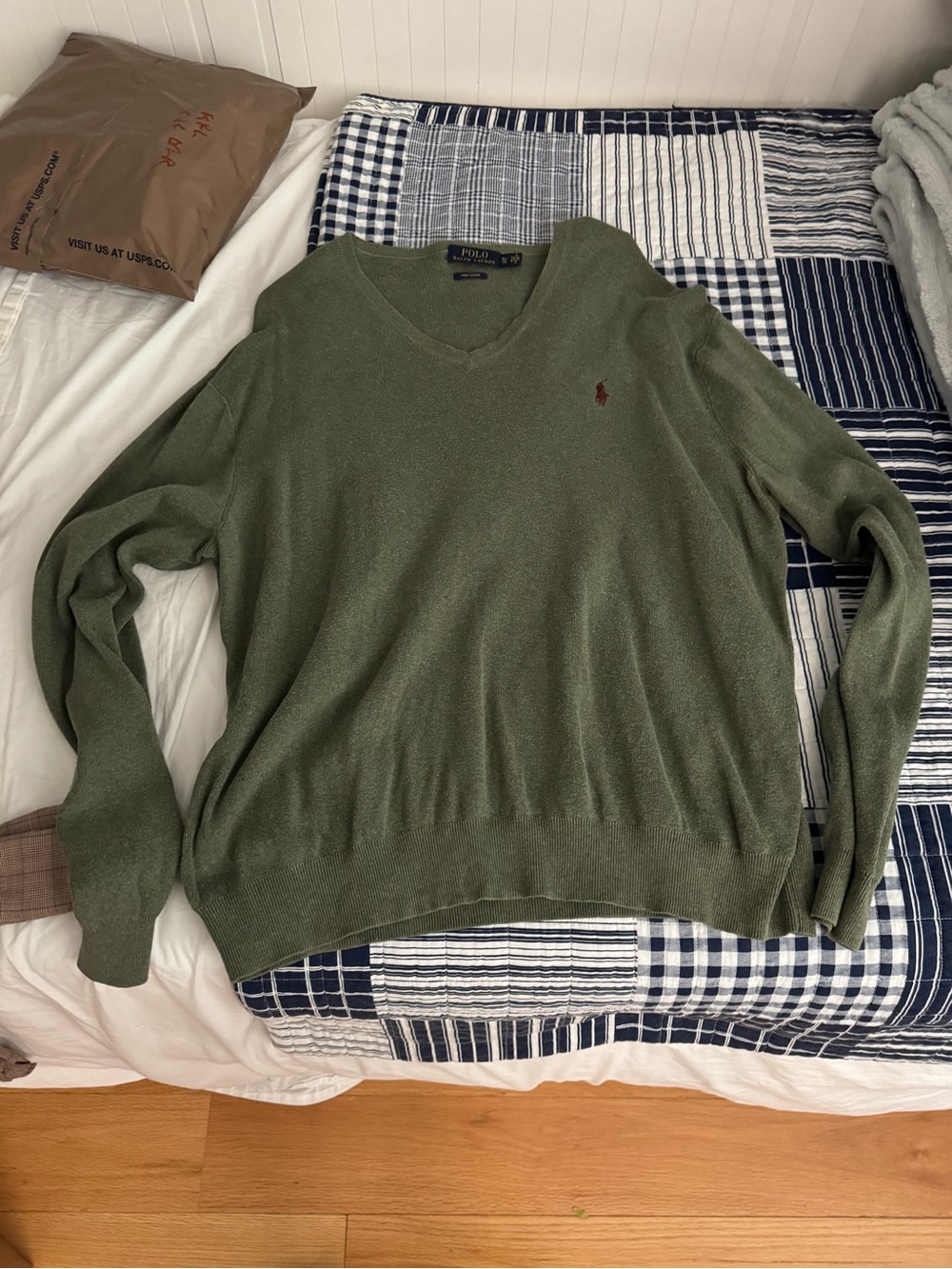 Polo by Ralph Lauren Olive Green V-Neck Sweater